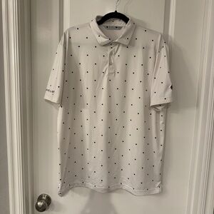 Black Clover White w/ 4 Leaf‎ Clover Print  Men's Polo Shirt
